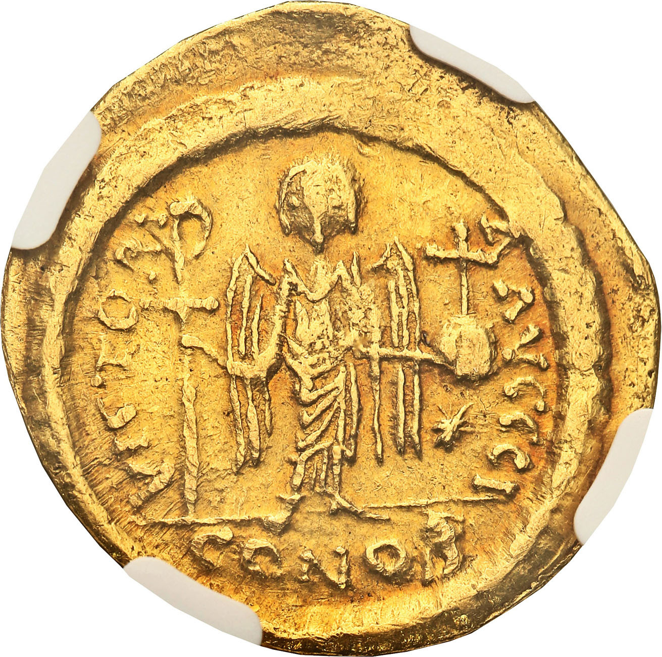 Bizancjum. Justinian I (527-565). Solidus (542-565). Konstantynopol NGC XF 4/5 3/5